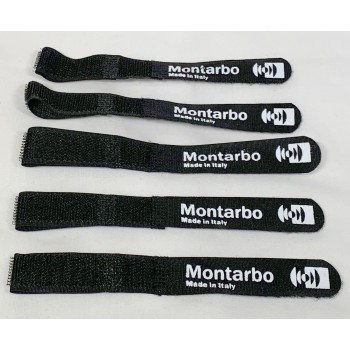 Set 5 PZ di Fascette Velcro fermacavi con logo Montarbo per cavi, diam. 25mm